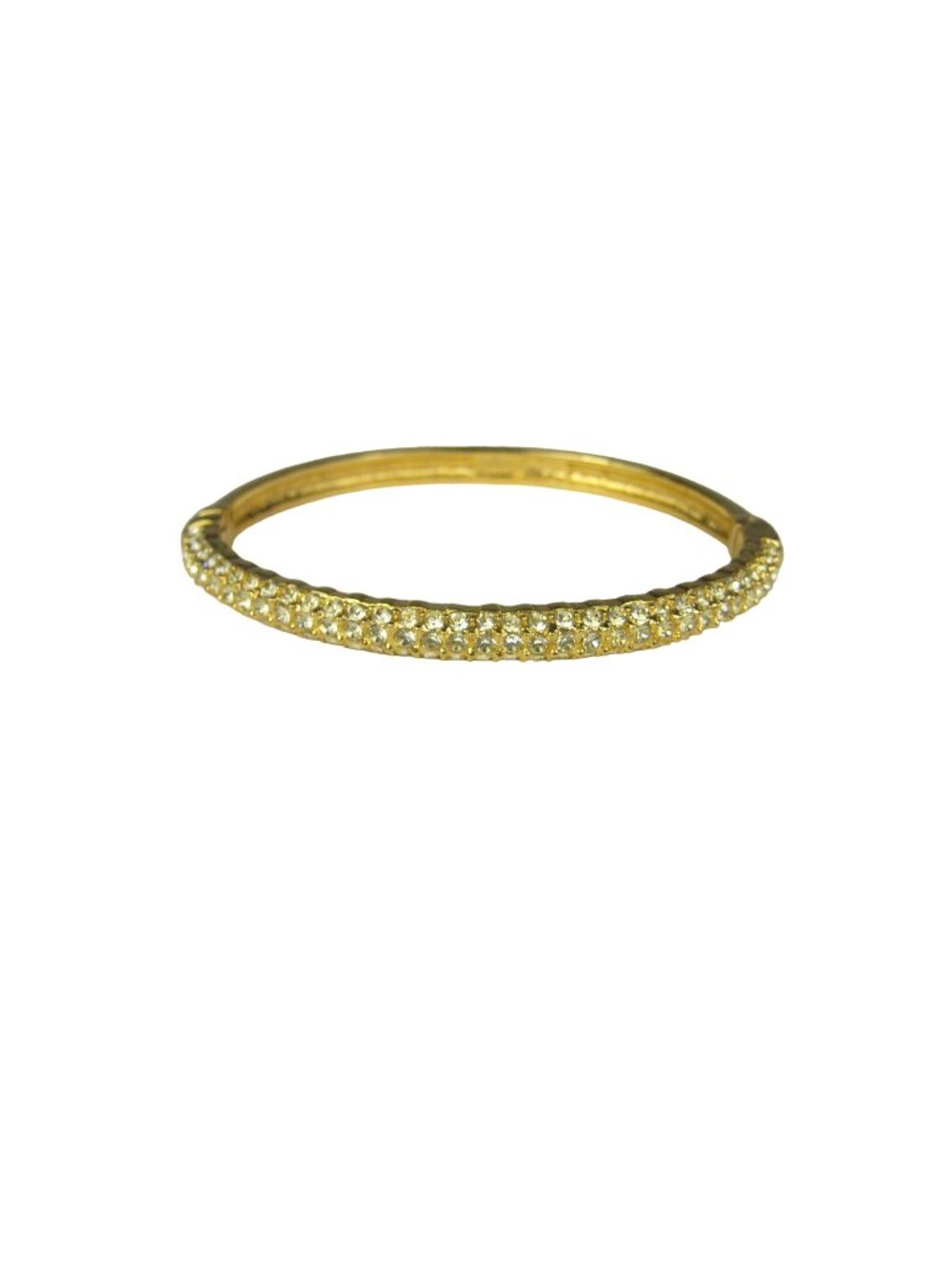 Nolan Miller Hinged Crystal Oval Bangle Bracelet Jewelry Goldtone Signed